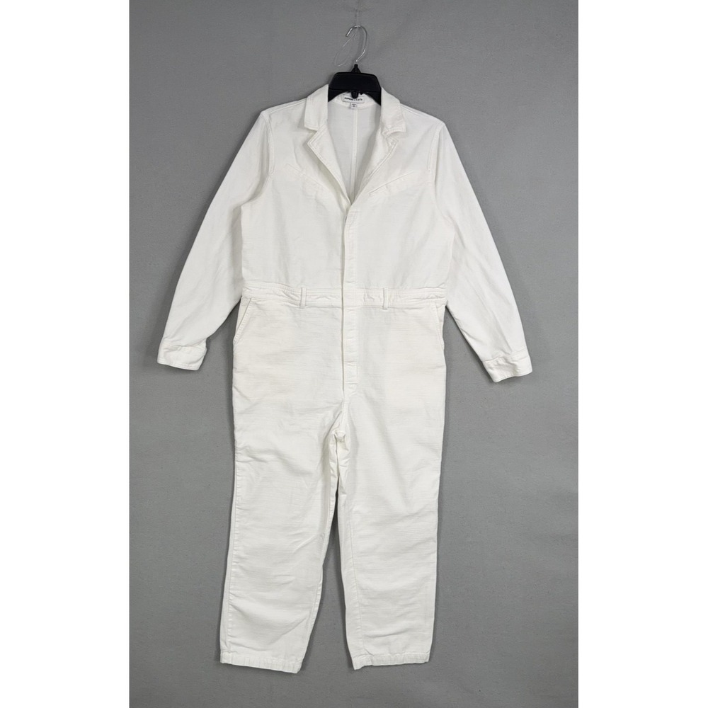 Express X Karla Jumpsuit Womens Medium White Utility Workwear Coveralls Button